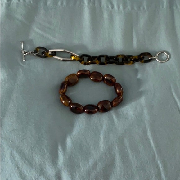 Two brown bracelets, one toggle Talbots, one glass - Picture 1 of 2
